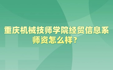 重庆机械技师学院经贸信息系师资怎么样？