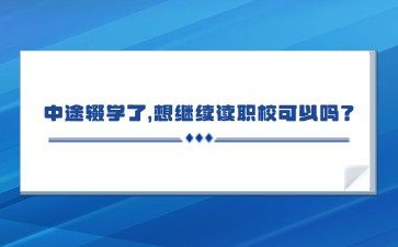 中途辍学了，想继续读职校可以吗？